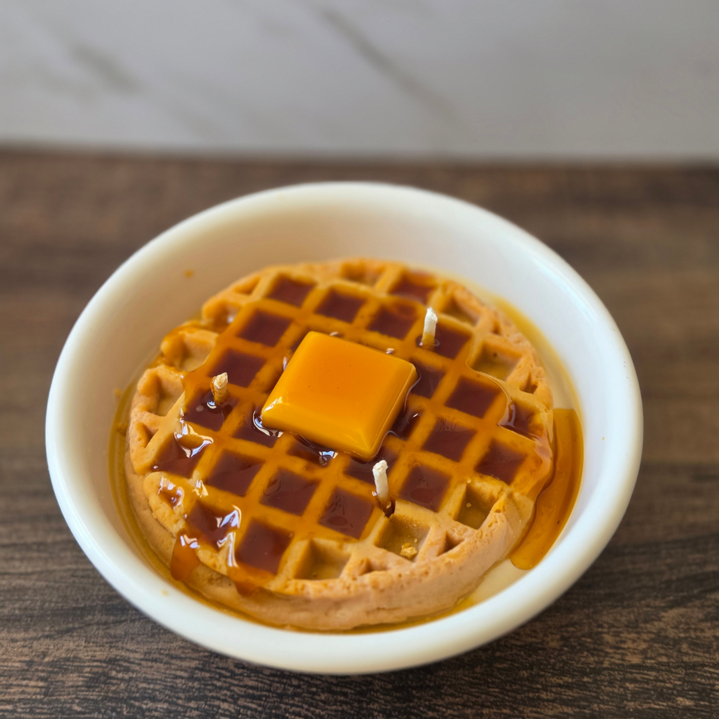 Golden Waffle Candle